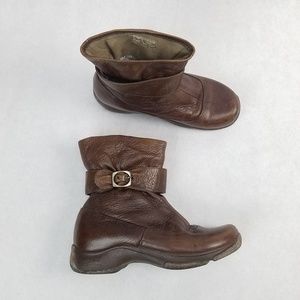 Dansko Brown Leather Ankle Boots with Buckle